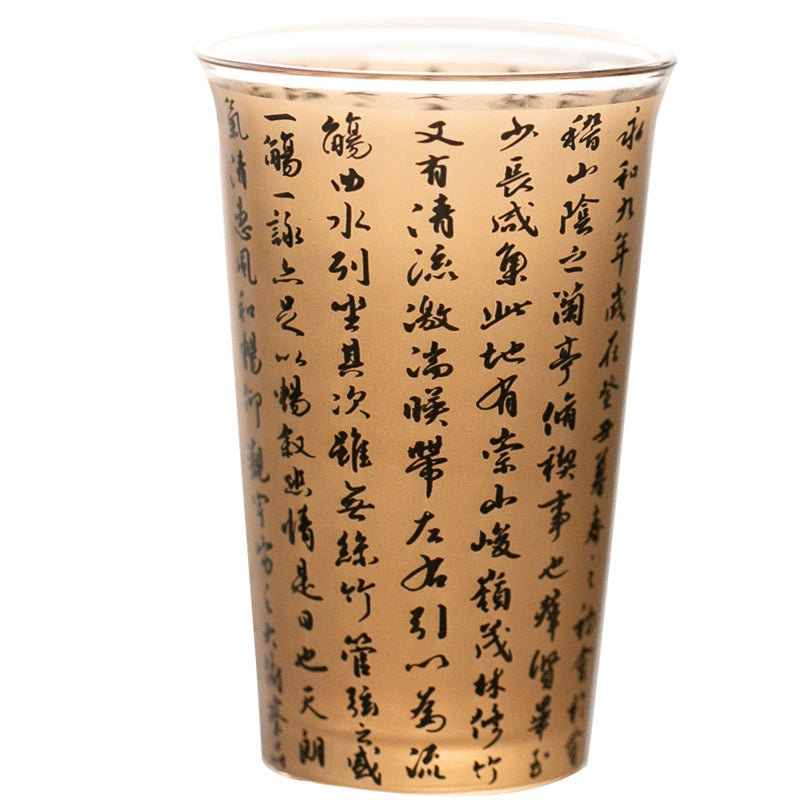 Calligraphy depicts glass water cup(360ml))