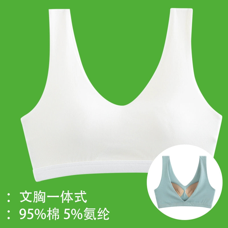 Broken code Qingmei back with chest pad bra one-piece sling tube top female anti-light bottoming student pure cotton underwear