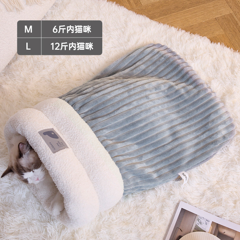 Autumn and winter warm cat nest sleeping bag drill hole nest closed kitten nest security dog nest drill quilt