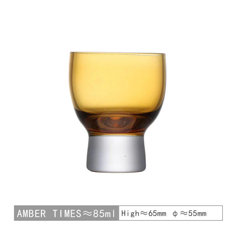 Amber old time/medieval Japanese glass sake cup smelling incense cup white wine cup wood masonry small wine cup