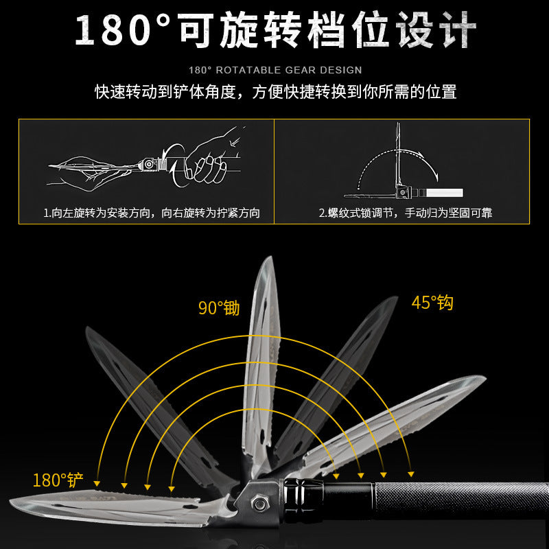 Outdoor engineer shovel folding multi-functional vehicle military shovel manganese steel Chinese shovel fishing convenient camping equipment