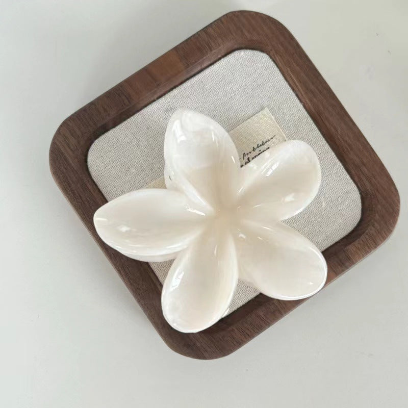 marbled grab clip Sweet and fresh frangipani hair clip Summer high-end shark hair clip
