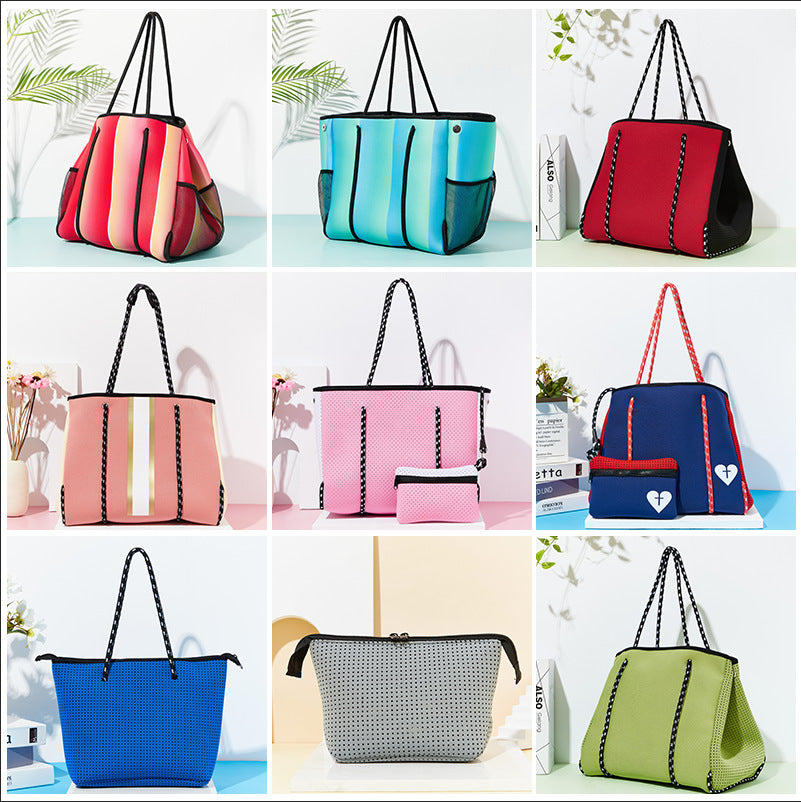 Self-supporting punching diving material beach bag mother bag manufacturer large capacity ladies beach bag