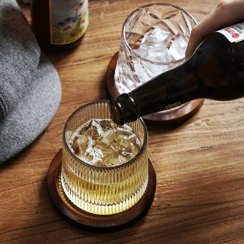 Zetten's Nordic Creative Rotating Whiskey Glass Diamond Stripe Personality Glass Wine Glass Wine Beer Decompression Cup