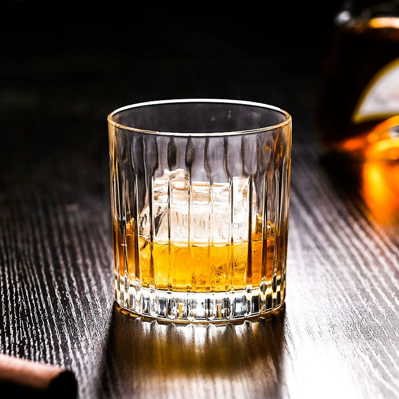 Classical Vertical Striped Whiskey Glass Wine Glass Iced Coffee Cup American Latte Coffee Cup Striped Wine Glass Water Cup