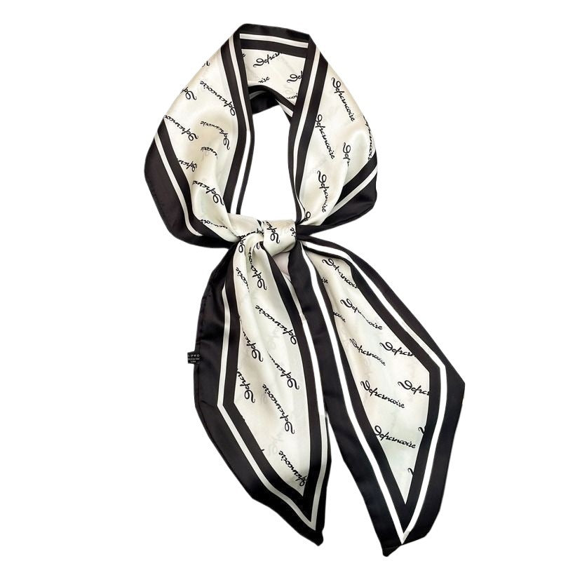 Long silk scarf, women's high-end small square scarf, spring and autumn black neck brace neck with shirt streamer and silk tie