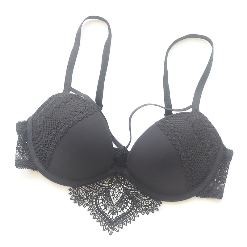 ✨ French Lace Push-Up Bra – Sexy Gathered Design for Small Bust, Anti-Sagging Support, Elegant Lingerie for Women