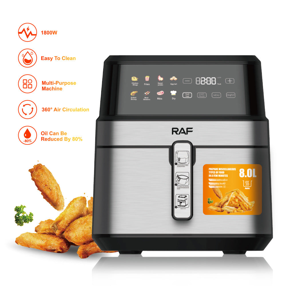 RAF European standard home air fryer large capacity electronic touch screen smoke-free French fries electromechanical fryer French fries 8L