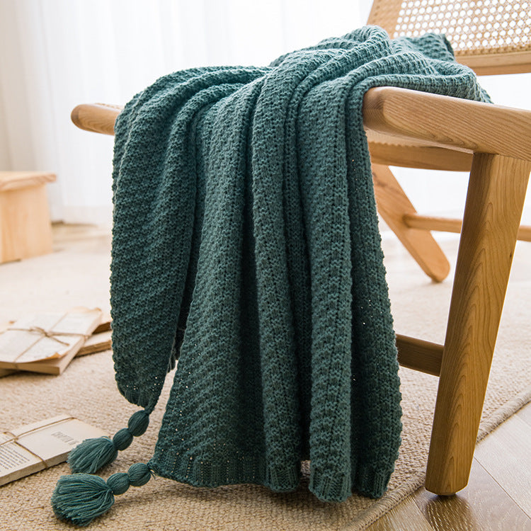 ins style Internet celebrity with the same handmade blanket casual lunch break office tassel sofa blanket simple bed flag bedside blanket