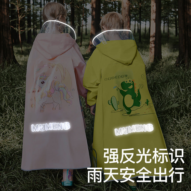 Mumeng children's raincoat boy's whole body rainstorm bag seat cycling poncho breathable and wear-resistant school walking raincoat