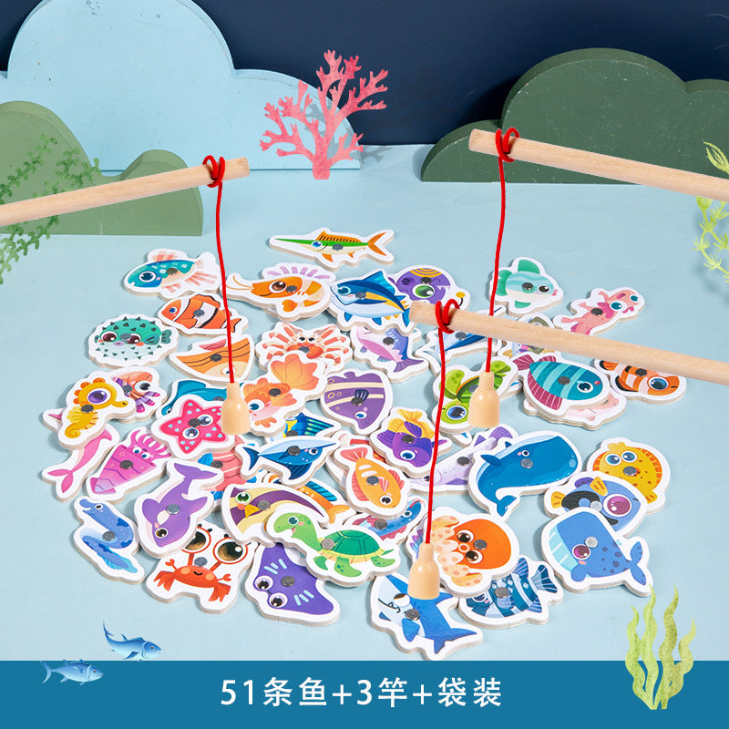 Children's magnetic fishing toys 1 to 3 years old 2 boys and girls 6 puzzle kids toddler baby two and a half years old gifts