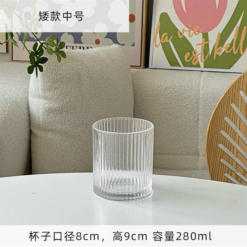 Long drink glasses, bar cocktail glasses, juice cups, drink cups, vertical ins, Internet celebrity cups, water cups, striped glasses