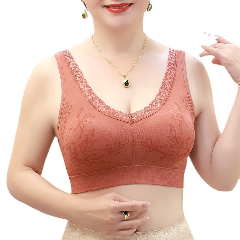 Mother's underwear no steel ring bra women's thin vest style bra middle-aged and elderly sports underwear plus size bra