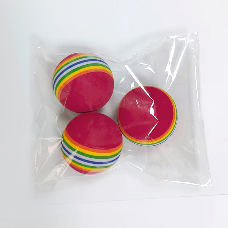 Rainbow Toy Ball Cat Solid Bouncy Ball Pet Supplies Kitten Puppy Ball Toy Teasing Cat Ball EVA Floating