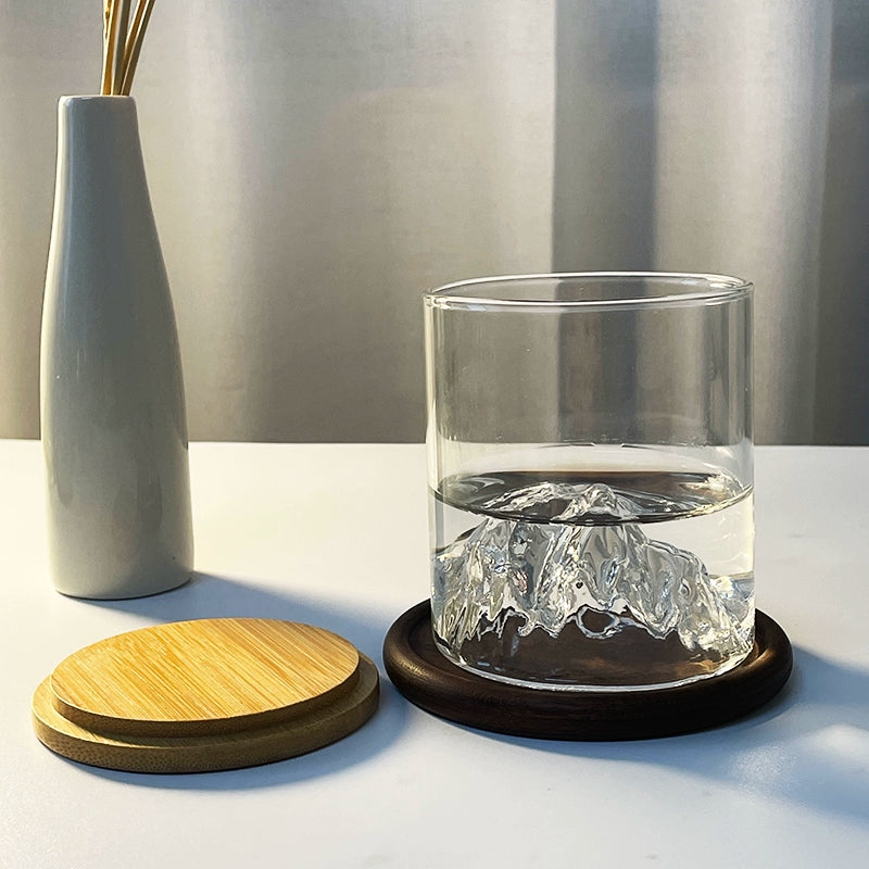 Japanese-style light luxury creative niche whiskey glass mountain viewing cup glass Mount Fuji cup heat-resistant coffee tea cup