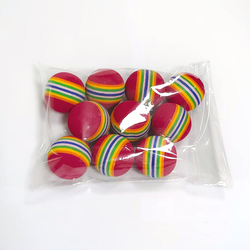 Rainbow Toy Ball Cat Solid Bouncy Ball Pet Supplies Kitten Puppy Ball Toy Teasing Cat Ball EVA Floating