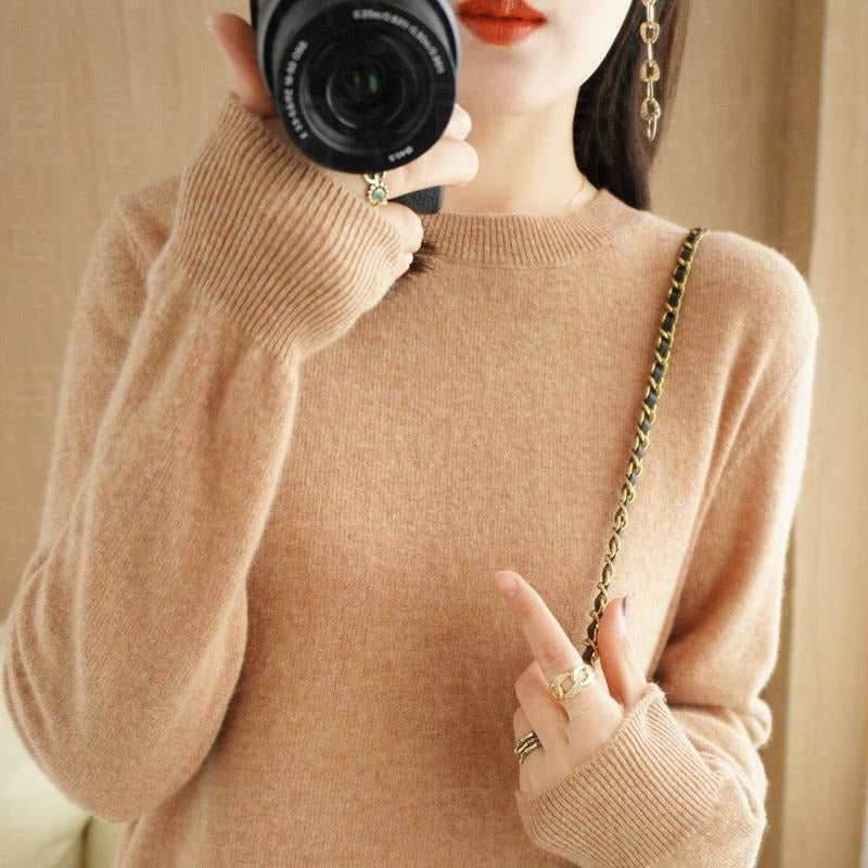 Sweater women's autumn and winter crew neck long sleeve pullover knitted sweater women's women's sweater base shirt women's top Korean