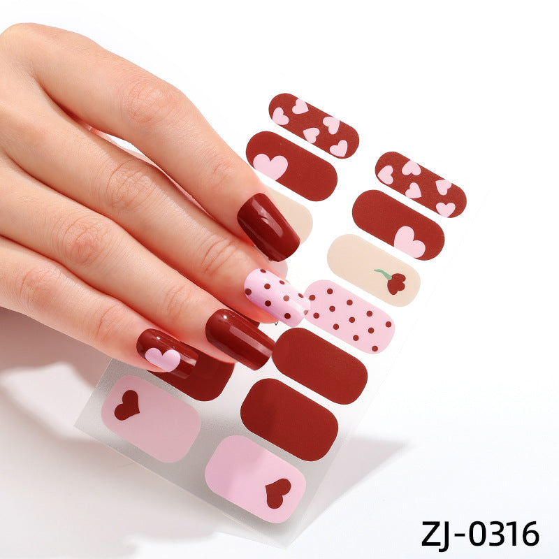 new French manicure stickers full paste ice transparent net red Japanese cartoon nail stickers cute nail polish film
