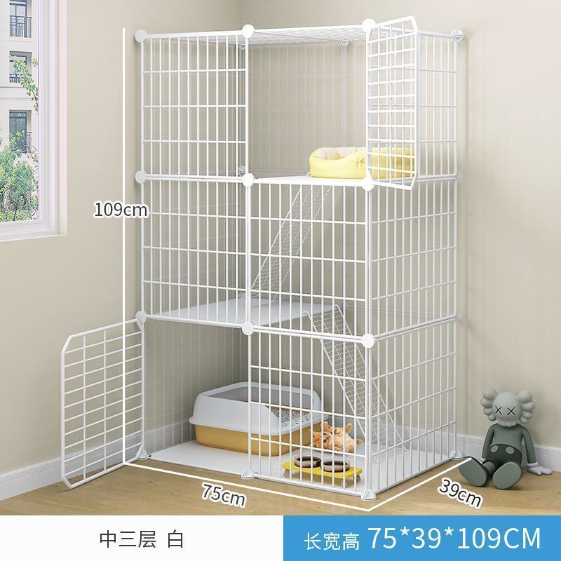 Cat cage with toilet villa extra large free space indoor empty cage cat house home three-tier small cat cat litter