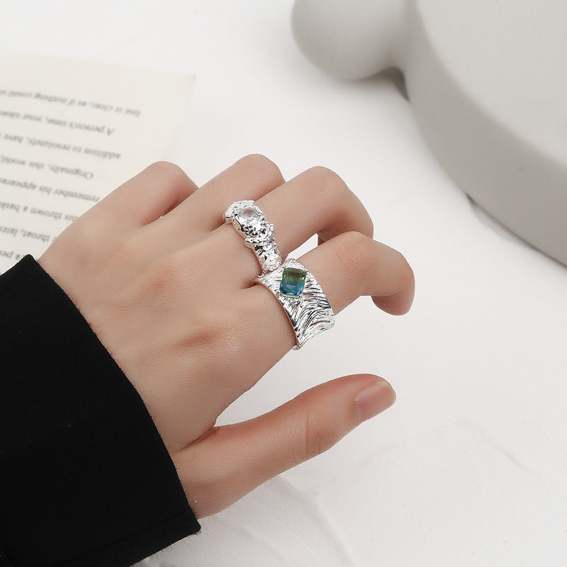Green Gradual Irregular Opening Ring