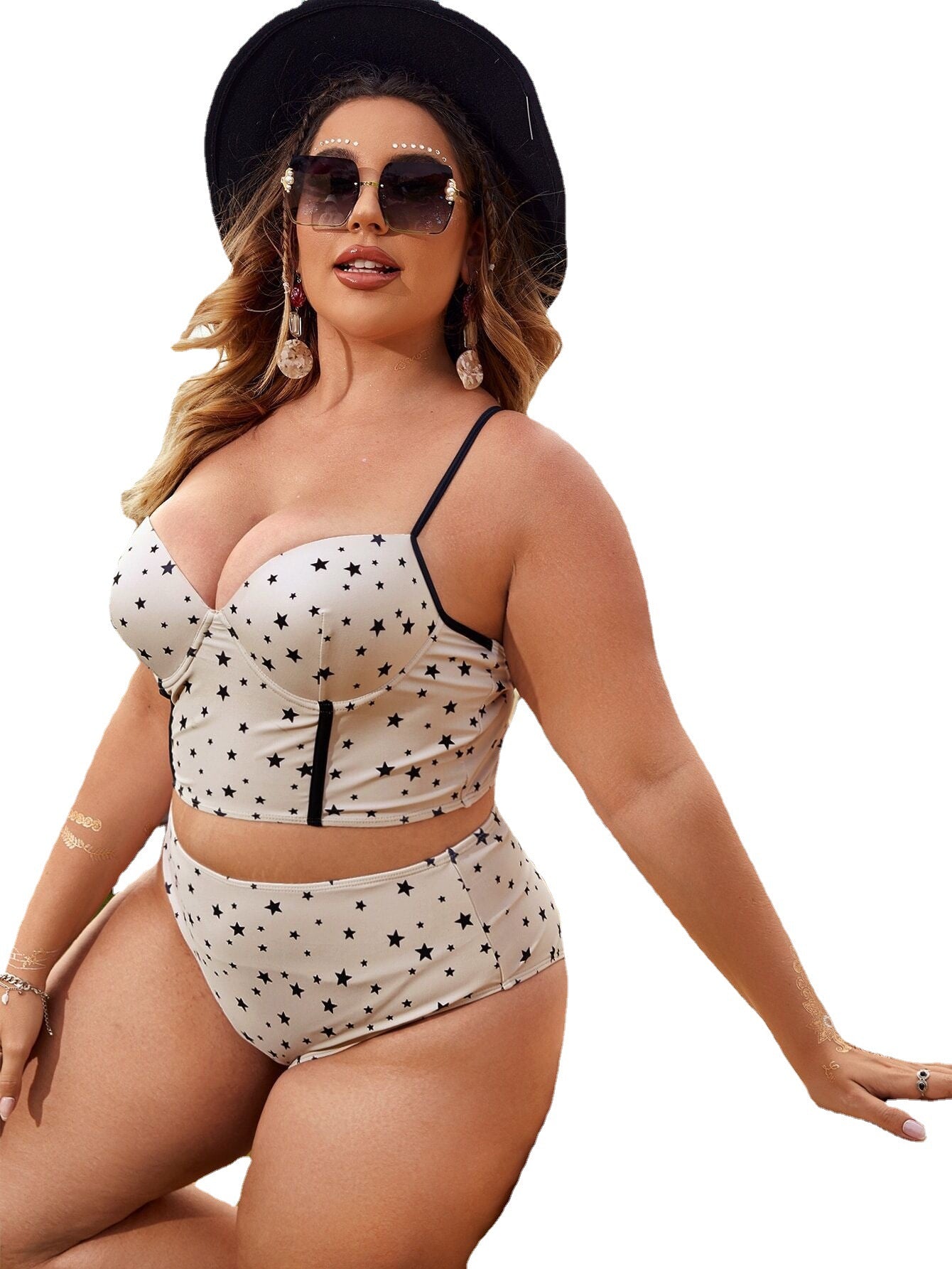 New Arrival: Sexy Plus Size Bikini – High Waist, Split Bottom, Solid Color, European & American Style