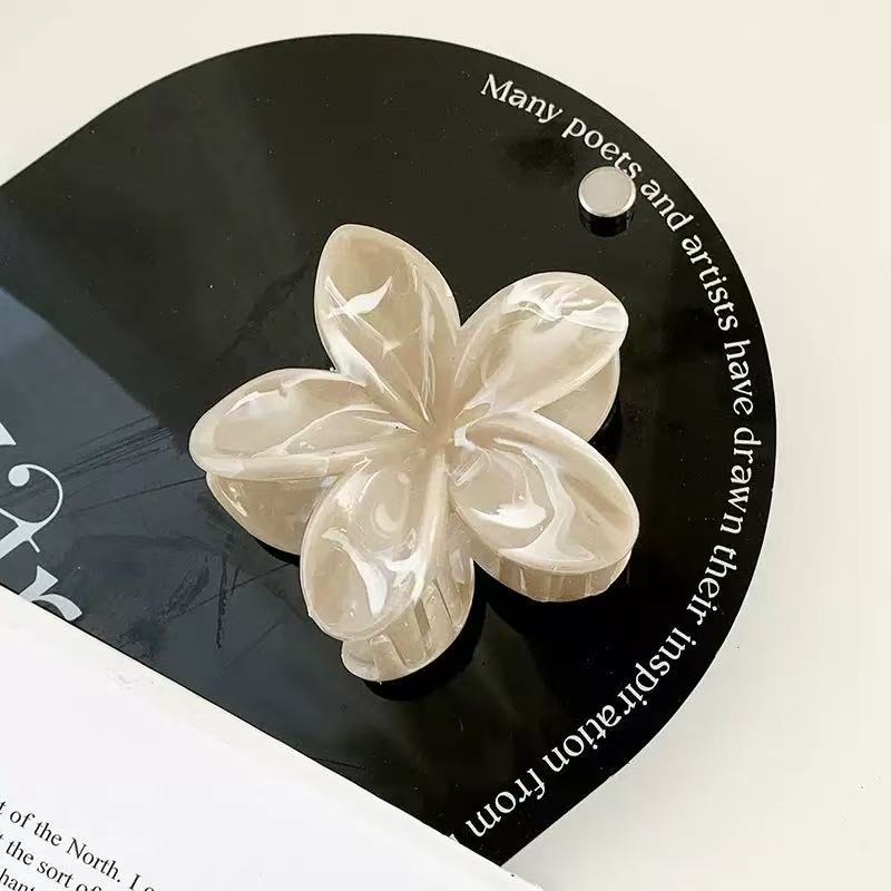 marbled grab clip Sweet and fresh frangipani hair clip Summer high-end shark hair clip