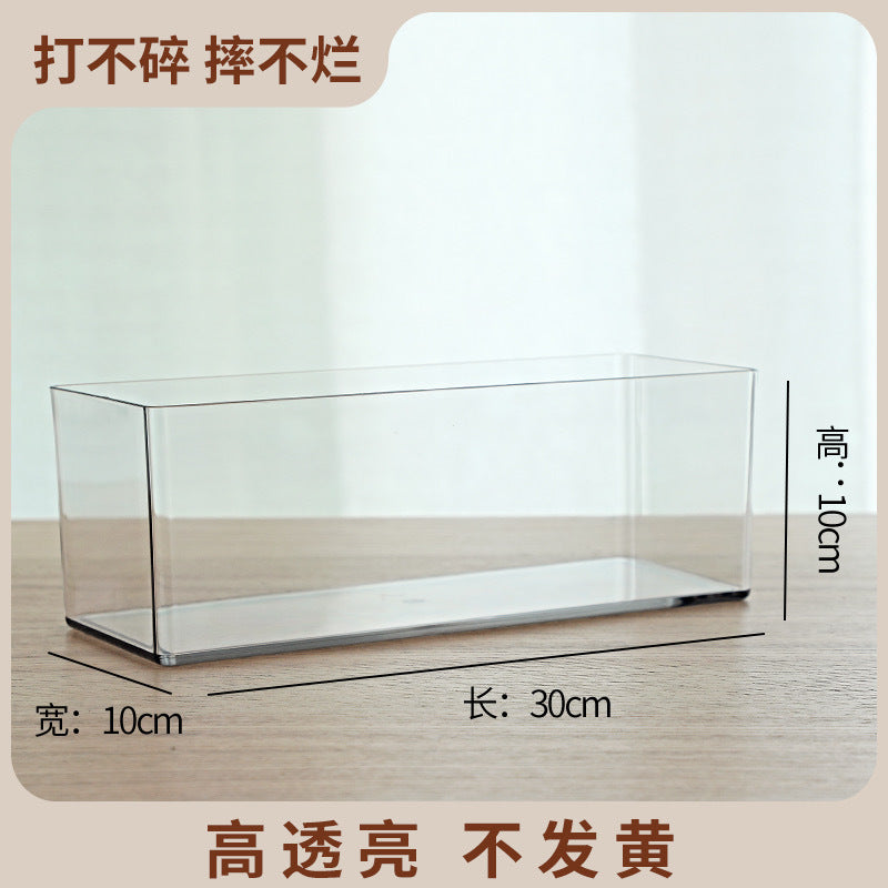 Transparent square jar vase, water culture, green plant, white palm, succulent, square cup, flower arrangement, hydroponic flower pot, tabletop simple ornament, florist