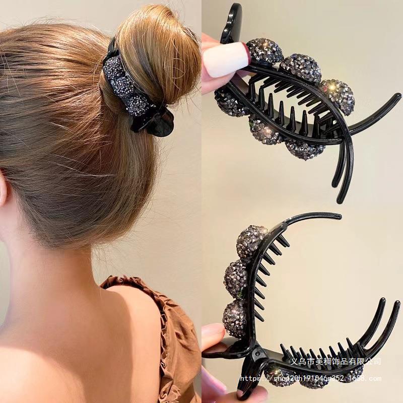 Maruko hairclip women's summer simple temperament, flower mesh, the back of the head, grab the clip pan hairpin