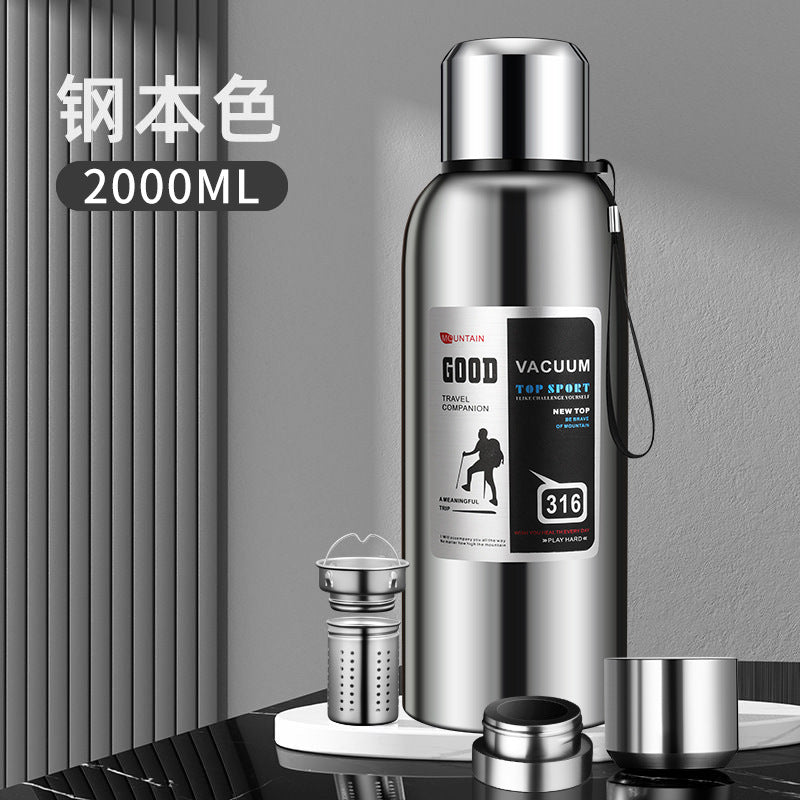 stainless steel thermos mug large capacity portable outdoor food grade vacuum car travel jug all-steel thermos mug