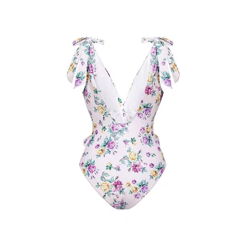 Sexy Retro One-Piece Swimsuit – Tight Fit, Strappy Design, Chiffon Cover-Up Skirt, European & American Fashion for Women
