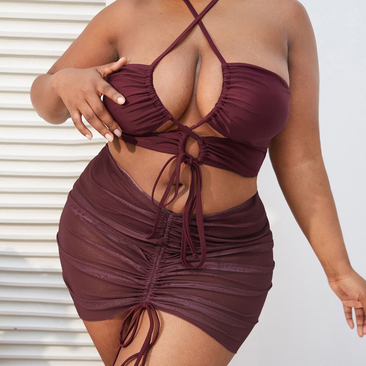 Women's Swimwear β Large Size Split Bikini, Sexy Fit, Solid Color, European & American Style
