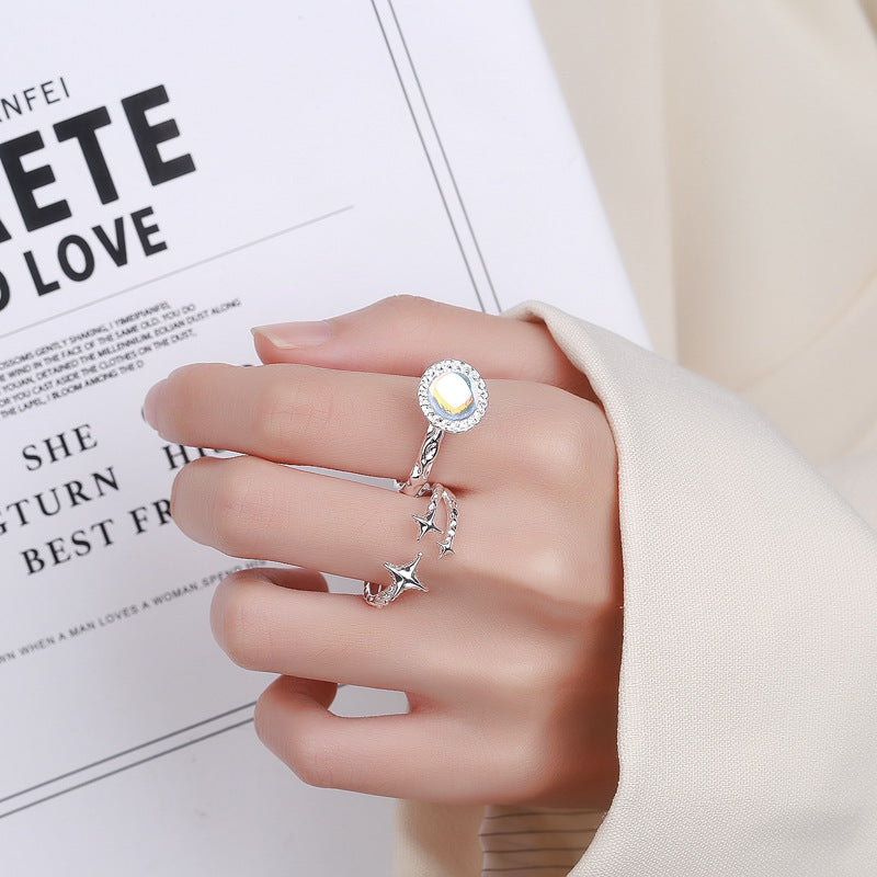 Original star fashion cool girl ins indifferent style niche design sense Internet celebrity personality French opening index finger ring