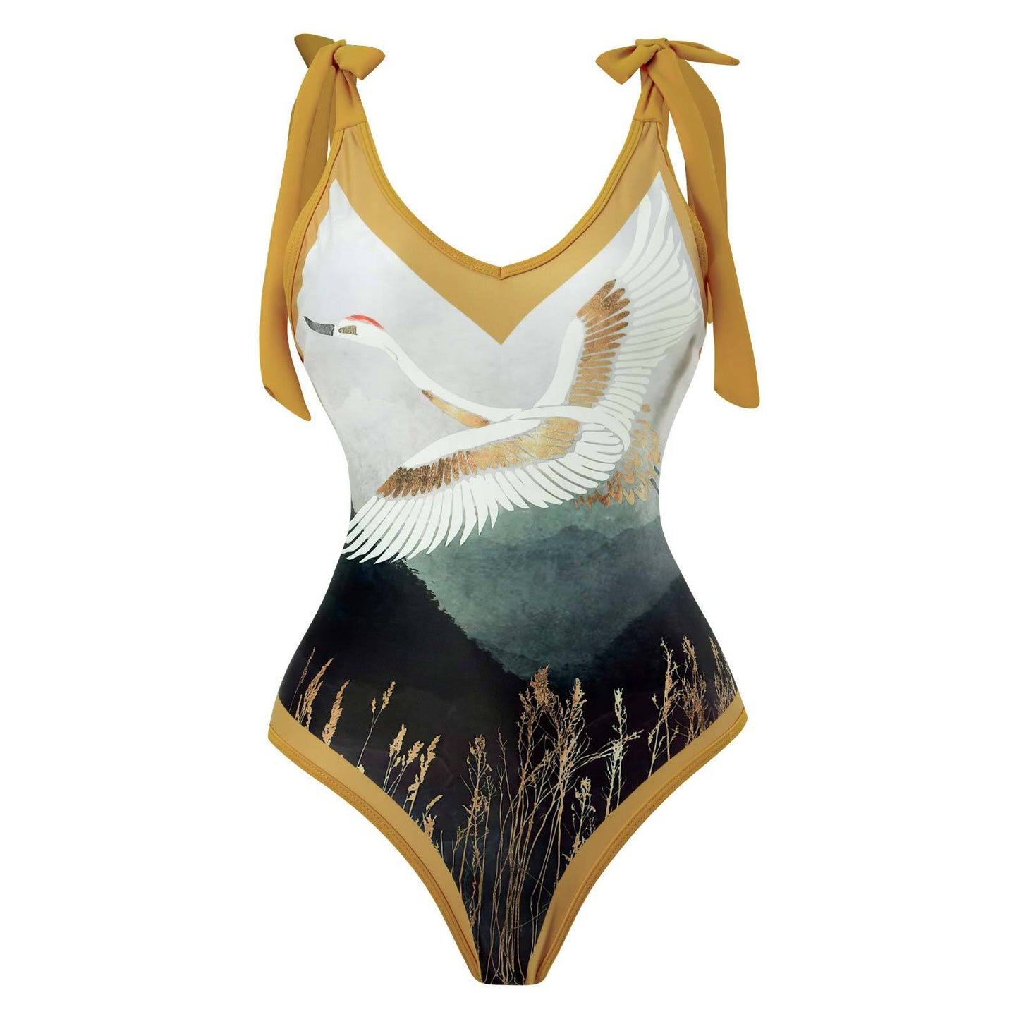Sexy Retro One-Piece Swimsuit – Tight Fit, Strappy Design, Chiffon Cover-Up Skirt, European & American Fashion for Women