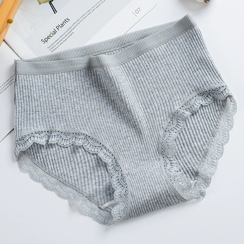 women's cotton quality girls' triangle bottoms women's high waist plus size pants lace edge middle waist