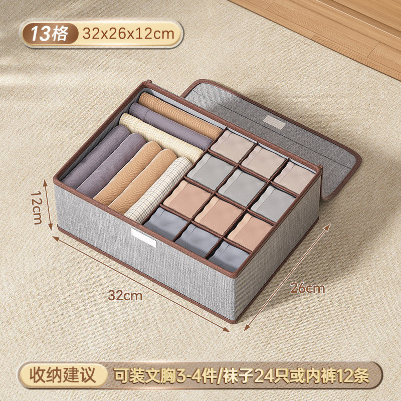 Cotton and linen underwear storage box, home student dormitory, socks and underwear three-in-one drawer separation and organizer box