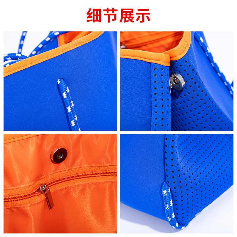 Self-supporting punching diving material beach bag mother bag manufacturer large capacity ladies beach bag