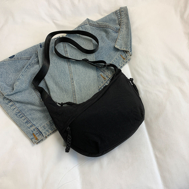 Solid Color Trend Personality Shoulder Bag Bag Women's Daily Simple Dumpling Bag Versatile Nylon Crossbody Bag Women's Casual