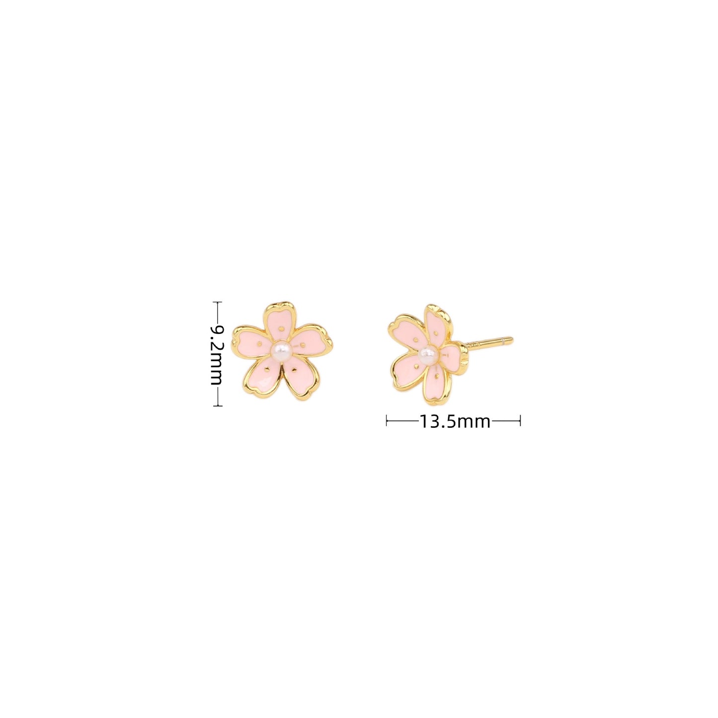 S925 sterling silver foreign trade jewelry creative personality Japanese cherry blossom earrings small fresh and cute pink flower earrings