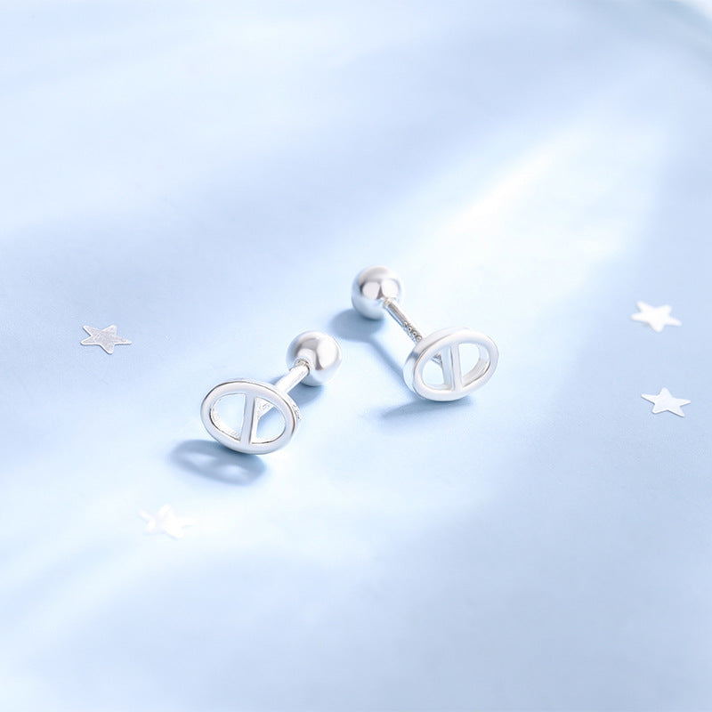 Under the ginkgo tree S999 pure silver pig nose earrings high-end earrings simple niche design earrings