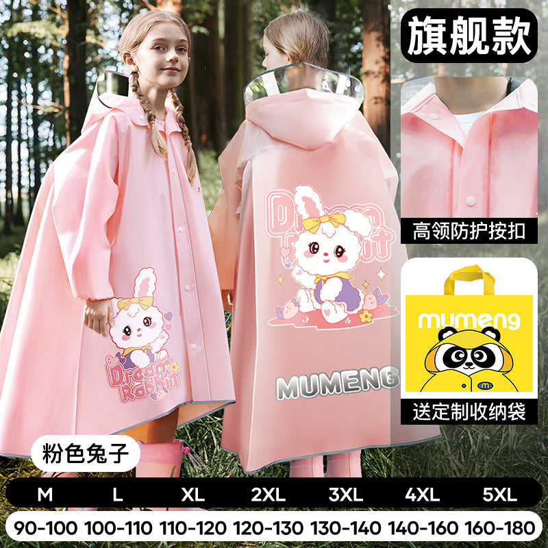 Mumeng children's raincoat boy's whole body rainstorm bag seat cycling poncho breathable and wear-resistant school walking raincoat