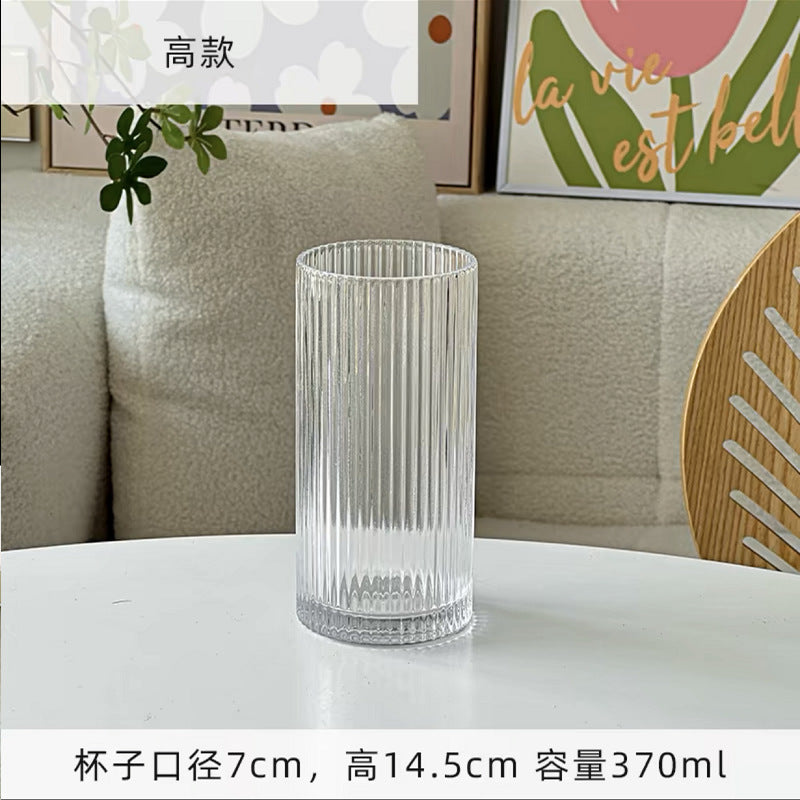 Long drink glasses, bar cocktail glasses, juice cups, drink cups, vertical ins, Internet celebrity cups, water cups, striped glasses