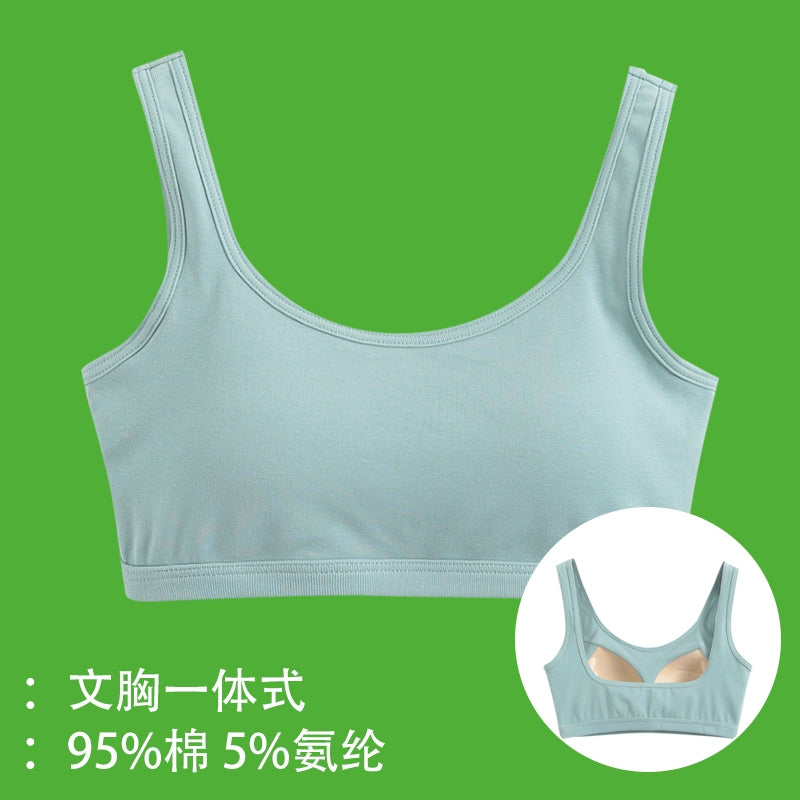 Broken code Qingmei back with chest pad bra one-piece sling tube top female anti-light bottoming student pure cotton underwear