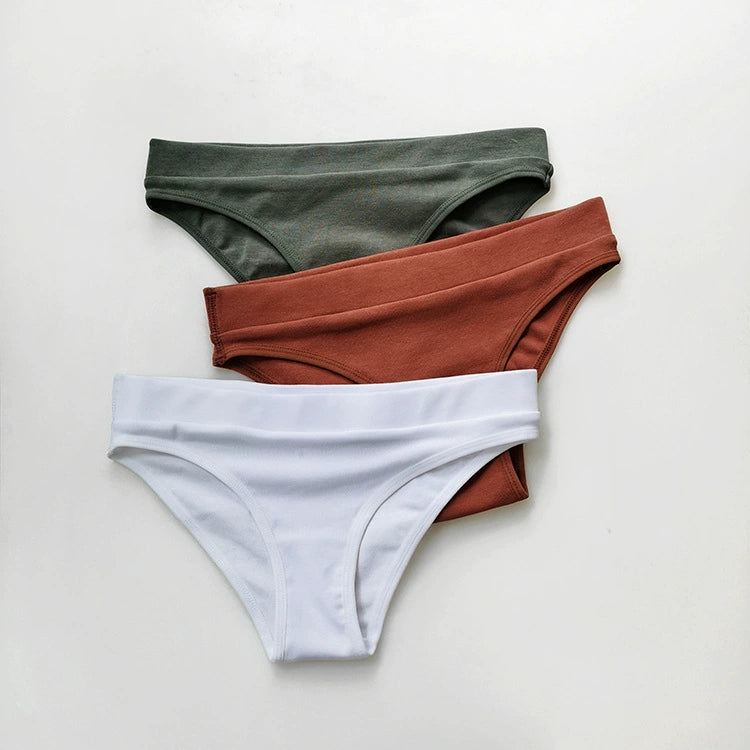 39 Free Shipping Simple Low Waist Sports Wind Thread Cotton High Elasticity Comfortable Women's Briefs Wide Brim Hip Panties