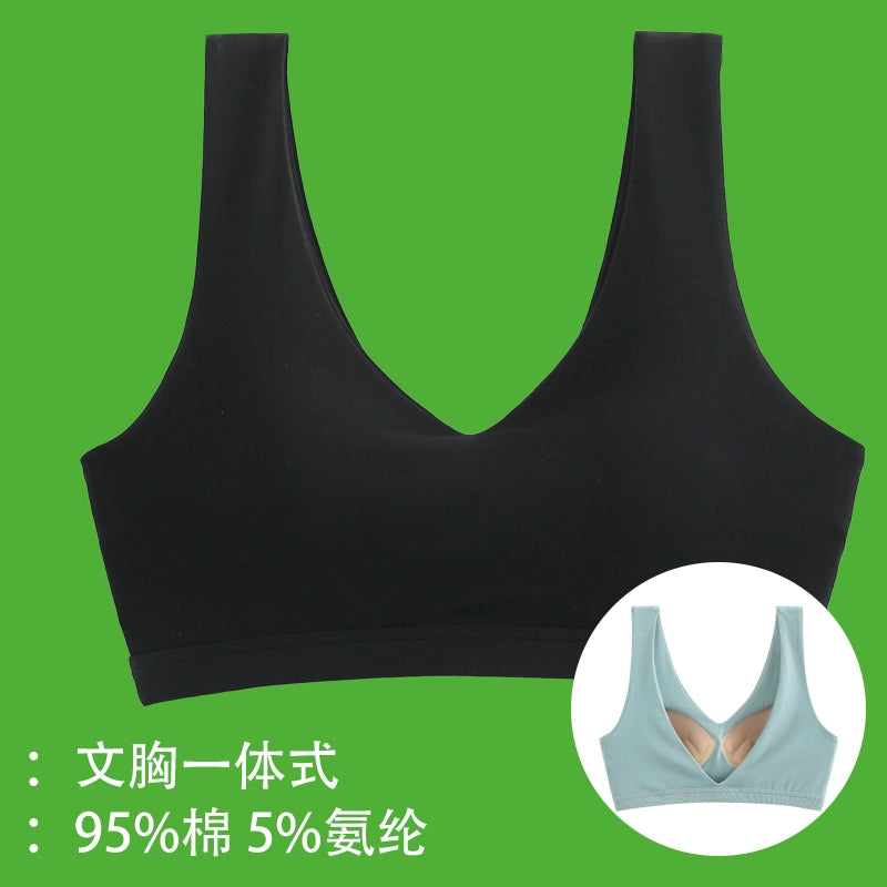 Broken code Qingmei back with chest pad bra one-piece sling tube top female anti-light bottoming student pure cotton underwear