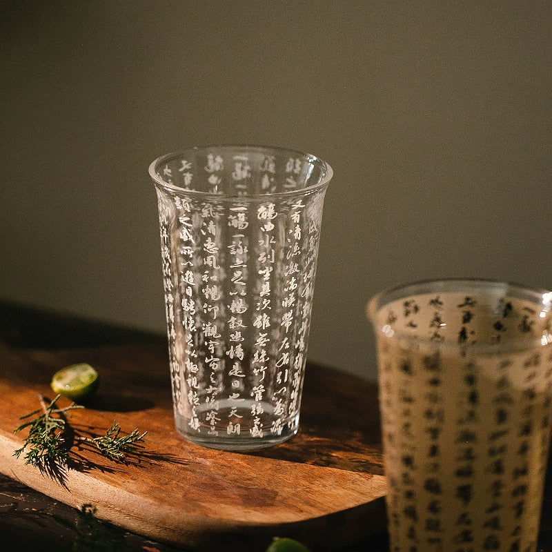 Calligraphy depicts glass water cup(360ml))