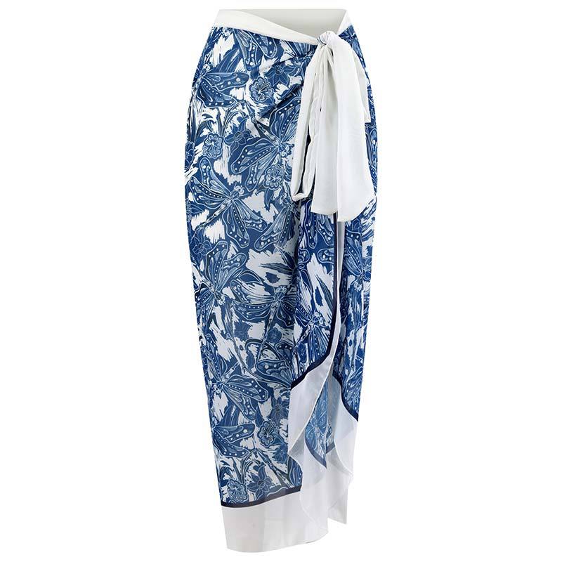 Bikini Set – Sexy Gathered Design, High Waist Split Swimsuit + Chiffon Long Skirt, European & American Style
