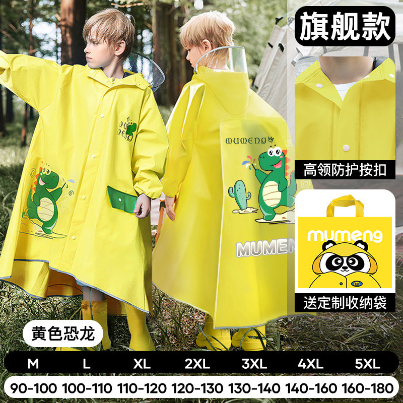 Mumeng children's raincoat boy's whole body rainstorm bag seat cycling poncho breathable and wear-resistant school walking raincoat