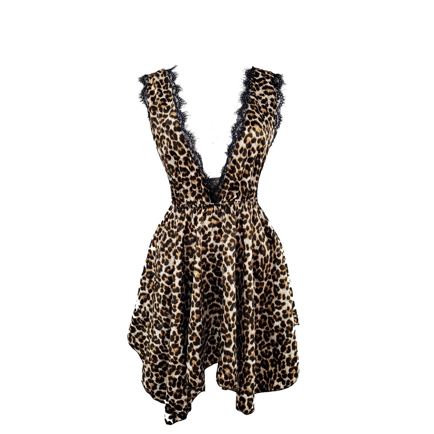 Crush orange sexy lingerie sexy pure desire eyelash pajamas lace stitching suspender skirt leopard satin nightdress female 17