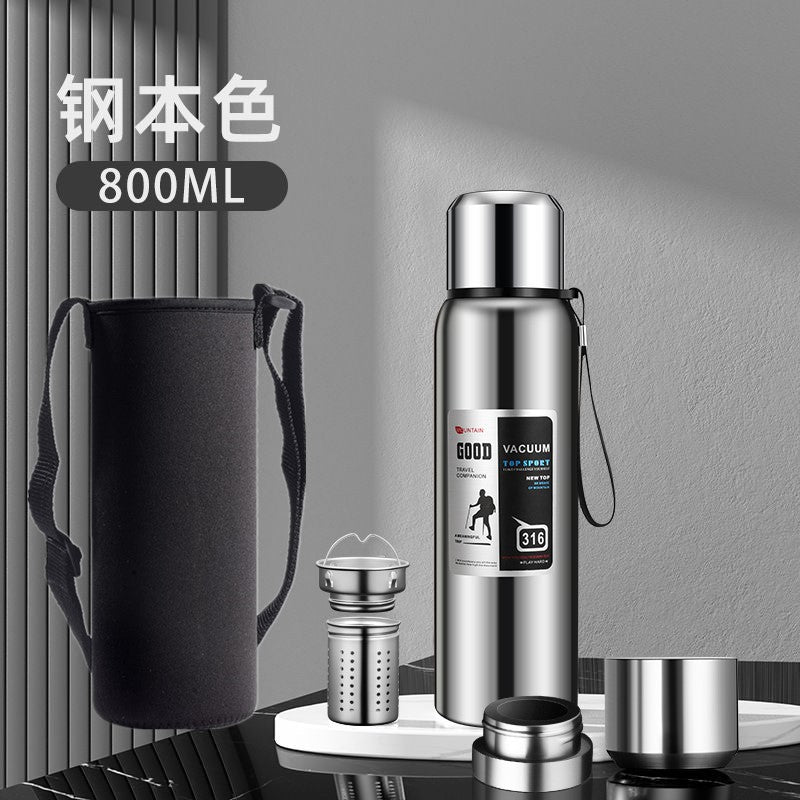 stainless steel thermos mug large capacity portable outdoor food grade vacuum car travel jug all-steel thermos mug