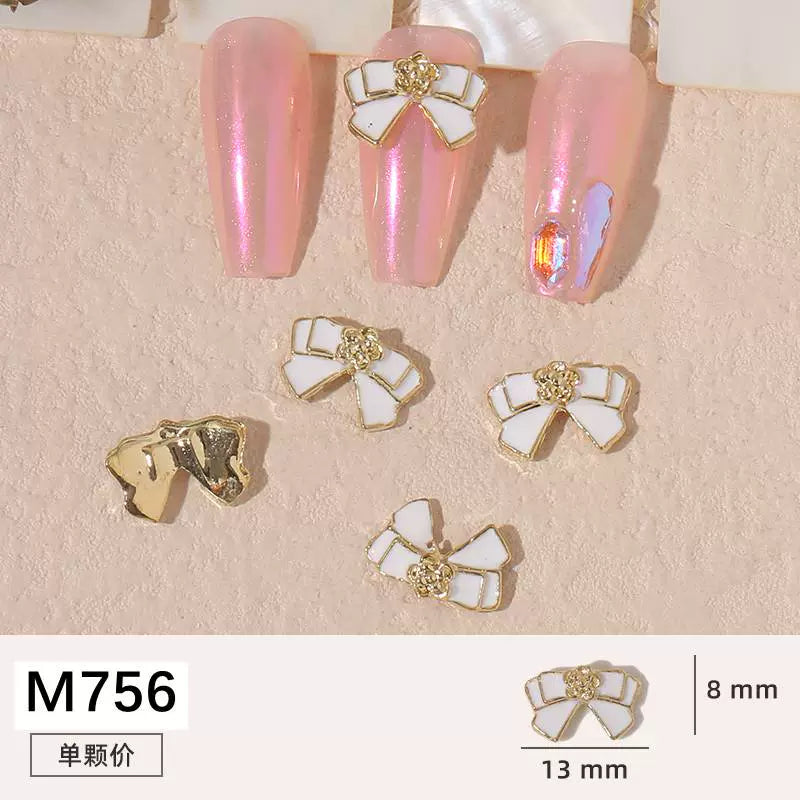 Net red manicure small fragrant wind jewelry love bunny new bow camellia dripping oil nail decoration stickers